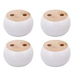 4pcs 40mmx67mm White Eucalyptus Wood Round Bun Furniture Feet Sofa Cabinet Couch Leg