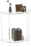 CRTERICX Acrylic Console Table, Half Moon, 29.5" Small Entryway Table, Clear Entry Table for Sofa, Foyer, Hallway, Living Room, Easy Assembly, 2 Tier, 11.8" D x 31.5" H