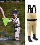 NeyGu Toddler to Youth Breathable Waders Attached Rubber Boots in Feet, Feet:8C/EU23 ; Height≦90cm