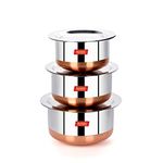 Sumeet Stainless Steel Copper Bottom 3Pc Tope Set with Lid (400Ml, 530Ml, 800Ml)