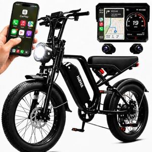 Hieha ZYON Electric Bike for Adults, 1500W Peak Motor Fat Tire Ebike 34 MPH 60 Miles Range with Apple CarPlay & Android Auto, 20" x 4.0" Full Suspension 7-Speed Electric Dirt Bike