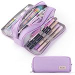 CICIMELON Pencil Case Large Capacity Pencil Pouch 3 Compartments Pencil Bag Gift for Students Girls Adults Women (Purple)