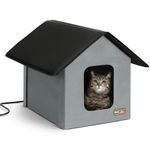 K&H PET PRODUCTS 3996 Outdoor Heated Kitty House - Gray/Black - MET Safety Listed - The Original Outdoor Heated Kitty House!