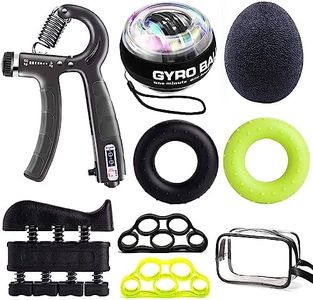 Fortalecedor de mano 8 Pack,Entrenador de dedos,Bola giroscópica,Bola antiestrés,Entrenador de agarre,Estirador de dedos,Fitness de manos y entrenamiento de fuerza