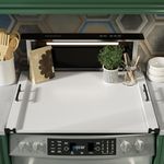 Noodle Board Stove Cover for Gas Stovetop, Bamboo Stove Top Covers for Electric Stove and Gas Burners with Handles Kitchen Sink Cover for Counter Space Decorative Serving Tray White (29.53"x22.05")