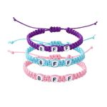 Best Friend Bracelets - Bff Bracelets for 2 Girls, Simple Woven Handmade Braided Macrame Bracelet | Matching Best Friend Bracelets for 3 Girls Kids Pink & Blue & Purple Cute Jewellery Gifts for Women