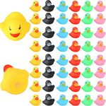 Teling 200 Pcs Mini Rubber Ducks in Bulk Yellow Tiny Baby Shower Ducks Float Squeak Bathtub Duckies Preschool Bath Toy for Birthday Party Gift (1.57 x 1.57 x 1.18 Inch, 6 Colors)