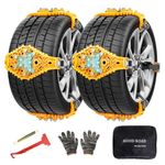 Snow Chains for Cars Ninonly 8Pcs Reusable Snow Chains for Tyres Universal Emergency Car Wheel Anti-Skid Chain for Vehicle Car Truck SUV fit Tyre Width 165mm - 265mm Yellow