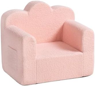 Tiita Kids Couch Sherpa Toddler Chair, Cloud-Like Comfy Kids Sofa Toddler Reading Chair with Washable Cover Carrying Handle, Convertible Children Sofa Chair for Girls and Boys