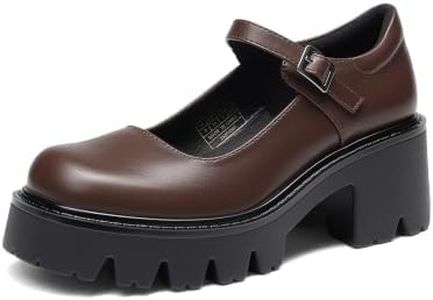 DREAM PAIRS Women's Mary Janes Shoes Platform Dress Low Heel Chunky Pumps Round Toe Ankle Strap Pumps Shoes Oxfords Esther,Size 6,Brown-Pu,SDPU2346W