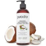 PURA D’OR Organic Fractionated Coconut Oil (473ml) Ecocert & USDA Certified Organic, 100% Pure & Natural Hexane Free Moisturizing Carrier Oil For Face, Skin, and Hair (Packaging may vary)