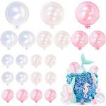 Xsstarmi 24 PCS Balls Cake Topper Foam Ball Cake Picks Mini Balloon DIY Cake Insert Topper Decoration for Baby Shower Wedding Anniversary Kids Birthday Party Cake Decorations Clear White Pink