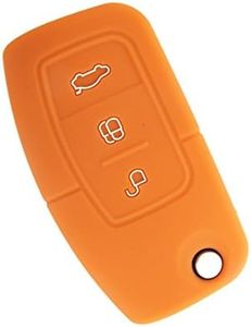 Happyit Silicone Car Key Remote Cover Case fit for Ford Fiesta Focus 2 Ecosport Kuga Escape MK2 3 Buttons Flip Key (Orange)