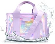 Case-Mate Soap Bubble Mini Tote Bag | Iridescent Shoulder Bag with Jacquard Crossbody Strap | Tip-Proof Clear Waterproof Travel Tote for Women | Small Handbag for Work, Travel, Gym, Beach & Pool