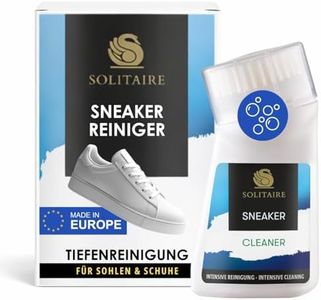 SOLITAIRE Sneaker Cleaner Schuh-Reiniger entfernt Schmutz und Flecken intensive Reinigung für Leder, Wildleder, Textilien 75 ml Schuhputzmittel inkl. Bürste zur Schuh-Reinigung und Fleckenentfernung