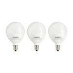 Sunlite G16.5 Light Bulb LED, 7 Watts (60W Equiv.), 500 Lumens, Dimmable, Type G Globe Shape E12 Candelabra Base, Short Bulbs, Vanity Mirror Bulbs, Energy Star, 2700K Soft White, Frosted, 3 Count