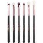 Eye Makeup Brush Set, 6 Pcs Professional Blending Eyeshadow Makeup Brushes for Concealer Eyebrows Eyeliner, Soft Hairs & Wood Handle… (black and rose gold 6pcs)