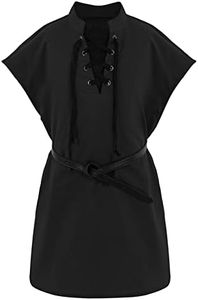 Runcati Boys Renaissance Pirate T Shirts Viking Medieval Sleeveless Lace Up Costume Scottish Cotton Tank Tops