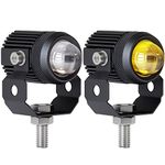 Zmoon Motorcycle LED Driving Fog Lights 60W Yellow and White Projector Lights 1.3ââ‚¬²ââ‚¬² Aux Spotlight, Compatible with Harley Davidson/E-Bike/Jeep/Pickup Trucks/SUV/Boats etc. (2 pack)