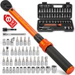 Matework 50PCS Inch Pound Torque Wrench Set, 1/4" Drive Bike Torque Wrench, 10-220 in.lb(1-24.7nm) Click Bicycle Torque Wrench 72-Tooth Ratchet with Bit Sockets, Adapters, for MTB, E-Bike, Motorcycle