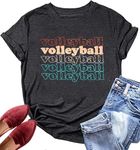 Volleyball T-Shirts Women Volleyball Mom Tee Tops Volleyball Player Gift Shirts Volleyball Graphic Casual Shirts, Grey-1, Medium