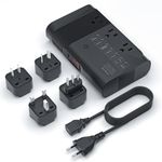 350W Power Converter 220V to 110V Voltage Converter Travel Adapter with 4 USB Ports 3 AC Outlets, Convert Voltage for Curling Iron, Straightener, Chargers, US to EU/UK/IT/AU/Asia Black