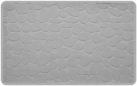 Taywes Tappetino da bagno assorbente, lavabile, antiscivolo, tappetino da bagno e tappetino da bagno con fondo in gomma naturale di colore grigio (pietra, 51 x 78 cm)