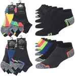 JAMES FIALLO Men's 12-Pairs Performance Low Cut Athletic Vibrant Multicolor Splash with Cool Grey Highlights Sport Socks, 2919-T1