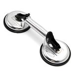 Heavy Duty Aluminum Double Handle Suction Cup Plate Professional Glass Puller/Lifter/Gripper (2 claw silver)