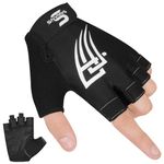 SAWANS Weight Lifting Gym Gloves for Men and Women Fitness Workout Training Breathable Non-Slip Silicone Padded Palm Grip Protection Half Finger Pull ups (Black, XL)