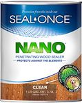 SEAL-ONCE NANO Penetrating Wood Sealer & Stain - 1 Gallon. Water-based, Low-VOC waterproofer for fences, siding, beams, outdoor furniture & log homes.