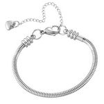 Luluadorn Women Moments Slider Charms Snake Chain Bracelets 6 Inches Stainless Steel Chain Bracelet Fits Standard Charms Bead