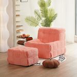 N&V CUBICUS Sofa, Single Seated Foam Sofa, Armless Floor Sofa, All New Hybrid Foam Design，with Matching Ottoman (Salmon)