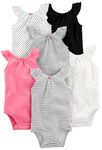 Simple Joys by Carter's Baby Girls' 6-Pack Sleevless Bodysuit, Multicolour/Dots/Hearts, 0 Months (Pack of 6)