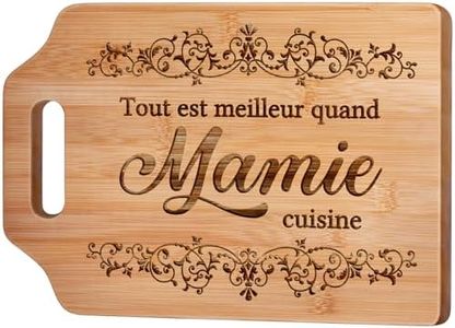 Cadeau Mamie, Cadeau Grand Mere Planche à Découper en Bambou Gravée, Cadeau Anniversaire Mamie, Idee Cadeau Fete des Grand Mere, Cadeau Grand Mere Original, Tout Est Meilleur Quand Mamie Cuisine