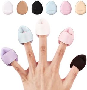 Gleva 6 Pcs Finger Powder Puff Mini Soft Face Makeup Sponge, Loose powder Foundation Blending Sponges Set, Beauty Blender, Contouring, Wedge Triangle Shape Wet & Dry Tool Washable Reusable (Multicolor)