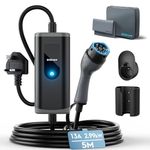bokman EV Charger Type 2 to 3 Pin Plug, 5M | 2.99kW | 13A | IP65 Waterproof, Electric Car Charger Type 2 Charging Cable 3 Pin with LED Indicators & Carry Bag & Microfiber Towel