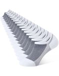 CLOSEMATE 8 Pairs Mens No Show Socks Low Cut Invisible Cotton Casual Trainer Socks with Non-Slip Grip (8White, Size M)