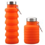 Rumyve Silicone Water Bottle,Collapsible Portable Travel Bottle,Leakproof Sports Bottles Outdoor Accessories for Hiking Camping Running(Orange)