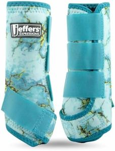 Jeffers Expression Protective Horse Boots, 1 Pair, Medium - Safe Neoprene Leg Guards, Durable Strap Closures, Front & Hind Support, Equestrian Accessories for Travel & Riding - Bisbee Blue