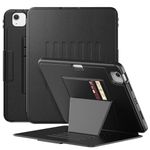 SEYMAC Full Body Protective Case for iPad Air 5th/4th Generation 10.9 Inch 2022/2020, iPad Pro 11 2022/2021/2020/2018 with 7 Angles Magnetic Stand, Card Slots, Pencil Holder, Auto Sleep/Wake, Black