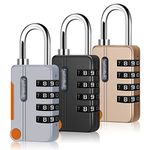 KLEBREIS 3 Pack Combination Lock, 4 Digit Combination Padlock Luggage Lock Weatherproof Outdoor Combination Locks for School Gym Locker, Toolbox, Fence, Hasp, Cabinet