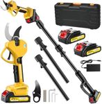 Electric Secateurs, 2M Telescopic Tree Pruner, 50 mm 2 * 2Ah Electric Pruning Shears, Tree Loppers Long Reach Telescopic, Pruner Cordless, 2-in-1 Professional Garden Power Tools for Plants, Trees