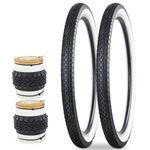 GRELiving 2 Pack 24" x 2.125" Inch MTB Tires 57-559 Foldable Bike Tires Bicycle Tyres Comfortable Replacement Tires with White Side Wall for Beach/MTB/Cruiser Bike