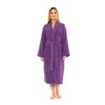 CICK Towelling Bath Robe Premium Quality Bathrobes for Women Highly Absorbent 100% Cotton Shawl Design for Men & Women for Loungewear (UK, Alpha, S, M, Regular, Regular, Purple)