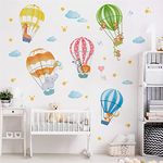 decalmile Animals in Hot Air Balloons Wall Decals Elephant Giraffe Monkey Wall Stickers Baby Nursery Kids Bedroom Playroom Wall Decor