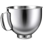 LETOMS Stand Mixer Bowl for Kitchenaid 4.5 Quart, Stainless Steel Mixing Bowl for 5QT Artisan Mixer, Silver