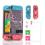 Switch Glitter Case, Switch TPU Case with Cherry Blossoms Pattern, Switch Protective Case with Thumb Grips and Screen Protector