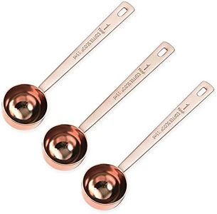 3Pcs Coffee Measuring Scoop Spoons, FHDUSRYO Stainless Steel Coffee Scoop, Long Handle Tablespoon for Measuring Coffee, Milk Powder, Fruit Powder, Tea, Sugar, Grains, Flour and Protein (Rose Gold)