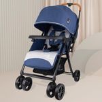 R for Rabbit Poppins Joy Stylish Baby Stroller | Pram for Kids with Reversible Handle | New Born Babies Stroller for 0 to 3 Years Boy and Girl | 6 Months Warranty | (Blue Grey)